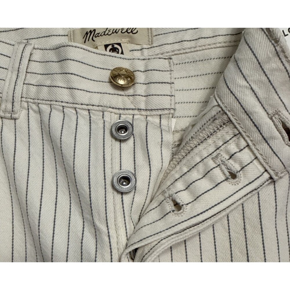 Madewell 25 Cream Railroad Striped Low Slung Baggy 100% Cotton Jeans NWT - Picture 8 of 13